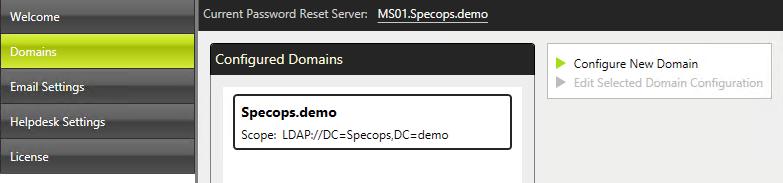 Verify that your domain is configured for use with Specops Password Reset 1.