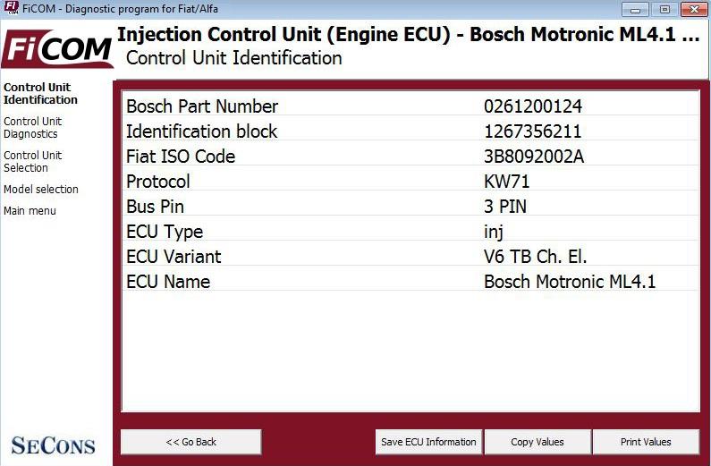 7.2 Control Unit Identification This function can display only identification data accessed by ECU, for example: Identification data ECU part number serial number Incomplete identification are very