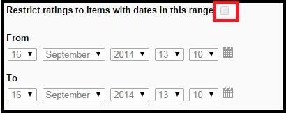 Restrict ratings to entries with dates in this range If you click on the box behind the phrase Restrict ratings to entries with dates in this range: you can determine specific date ranges that
