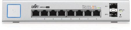 Model: US-8-150W (8) Gigabit RJ45 Ports (2) SFP Ports Non-Blocking Throughput: 10 Gbps Switching Capacity: 20 Gbps Forwarding Rate: 14.88 Mpps Maximum Power Consumption: 150W Supports PoE+ IEEE 802.