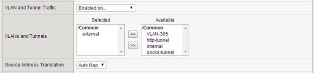 Enable the Virtual Server to listen only on the external VLAN.