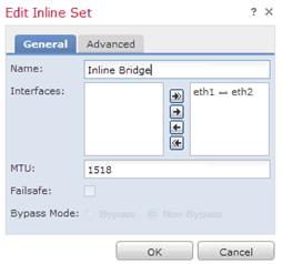 Create Inline Bridge On the Sourcefire device, we created an inline bridge to simulate a routed network setup.