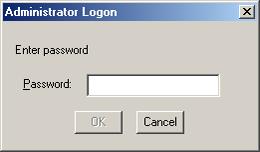 18.2. Logging on When the User Level is Enabled The following logon screen is displayed when the data file is opened after the user level has been enabled: When logging on as an administrator, enter