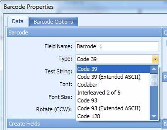 Creating Cards with a Barcode Step Procedure 9 Type in field name to represent the barcode field.