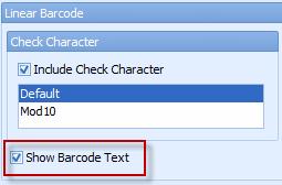 See Step 11 to view the Check Character support for the available barcode types.