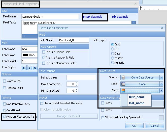 Using the Clone Feature in Single or Compound Option Step Procedure 3 The last name is selected from the Field dropdown. (Note: It will then add to the Field Text.