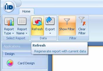 Generating Reports Step Procedure 6 Once a report has loaded into the preview window, the data being displayed can be refreshed using the