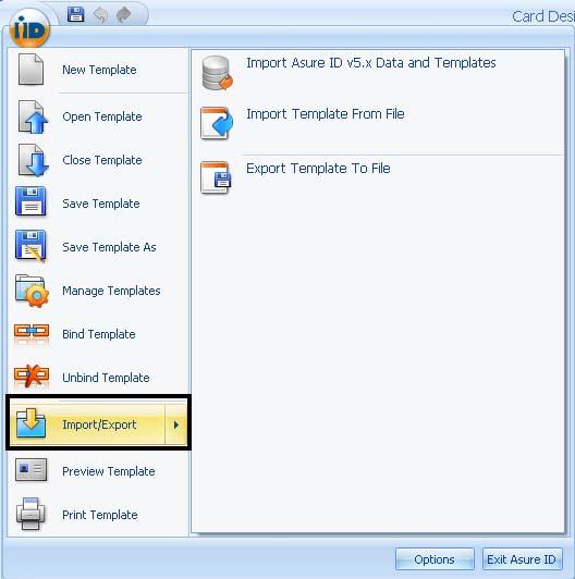Selecting the Import/Export option Follow these instructions. (Note: This option allows you to choose one of three options relating to your templates.