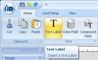 Adding Static Text using the Text Label icon You can use the Text Label object to place static text on the card. (Note: Static text is fixed and is not variable.