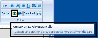 Center on Card Horizontally Center an object or a group of