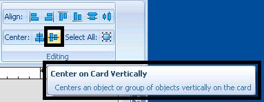 Center on Card Vertically Center an object or a group of