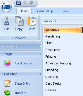 Reviewing the Options Menu dropdown This menu displays controls used to perform actions like Save and Print.