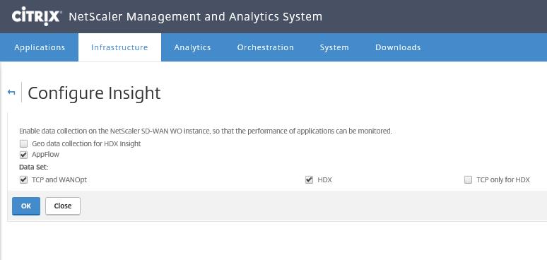 6. Click OK. To view WAN Insight report s: s 1. In a web browser, type the IP address of the NetScaler Management and Analytics System (for example, http://192.168.100.1). 2.