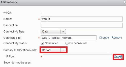 8. In the Select IP Pool window, select the appropriate IP pool,