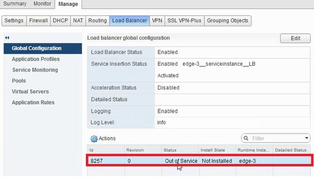 10. After the VM has started, the value of Status changes to In Service and that of Install State changes to Enabled.