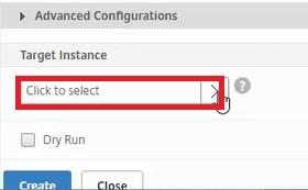 4. Specify the NetScaler VPX instance on which you want to run these