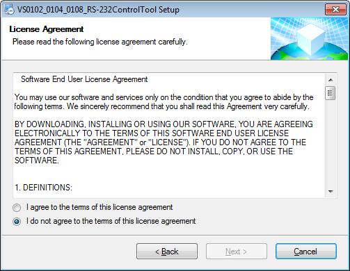 The License Agreement appears: If you agree with the