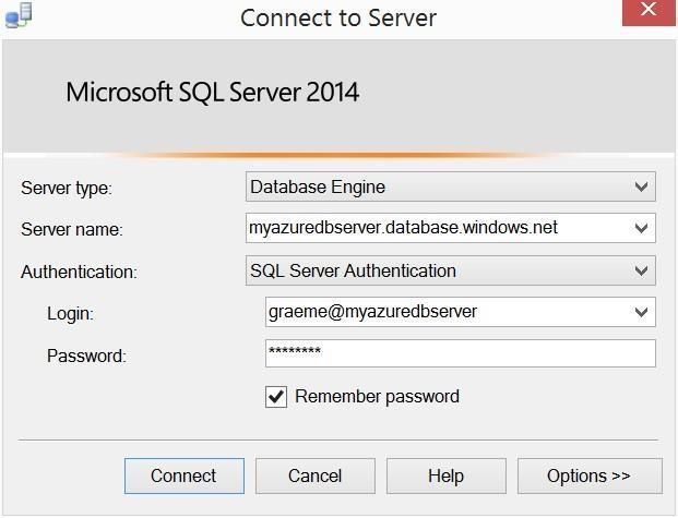 After installing SQL Server Management Studio, you can start it and connect to your Azure SQL Database server by selecting the option to use SQL