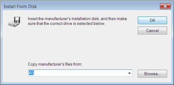 7. Click Browse in the Install From Disk window as shown in