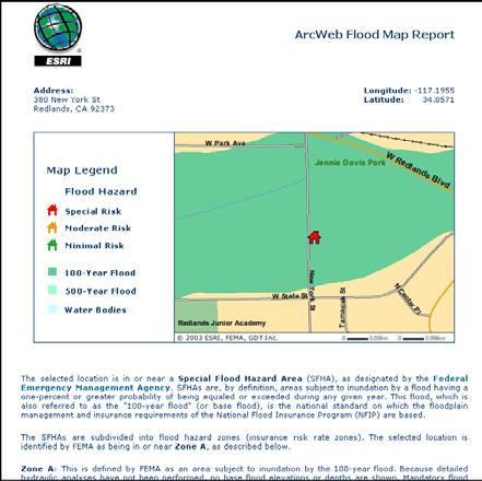 Application: ArcWeb Flood Map Report How the ArcWeb Flood Map Report Works Developers can easily combine several ArcWeb Services to create one complete application for end users.