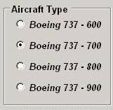 Aircraft Types There are 4 different aircraft types of the Boeing 737 supported.