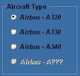 Aircraft Types There are 3 different aircraft types of Airbus supported.