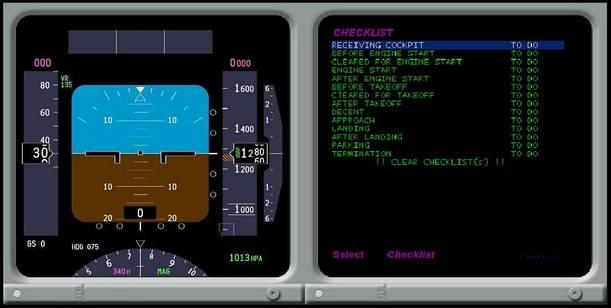 TSR Electronic Checklist overlapped of ND display It contains the following Checklists / Function for B737 RECEIVING COCKPIT BEFORE ENGINE START CLEARED FOR ENGINE START ENGINE START AFTER ENGINE
