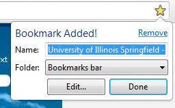 to bookmark. Enter the folder you wish the bookmark to appear in, and click Done.