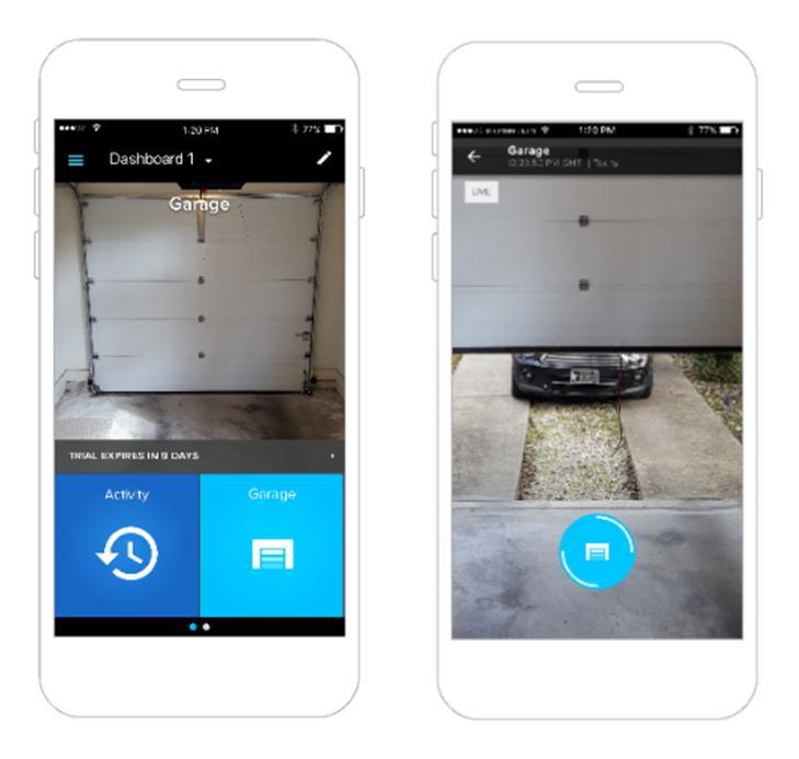 Step 4: Test the Controls Plug back in your garage opener and open the Momentum App. Select the blue Garage tile to access the garage door control screen.