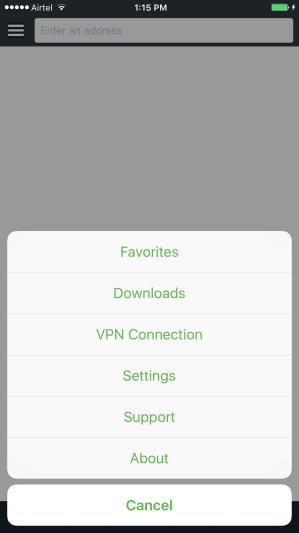 to a discovery server to fetch the VPN server URL Note: To use as a standalone browser, tap Cancel