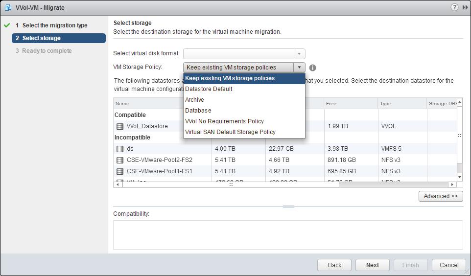 Figure 23. Storage vmotion VIRTUAL VOLUMES Traditionally, a VM s data is stored as a collection of files on a VMFS or NFS datastore, which is a LUN or file system on the storage system.