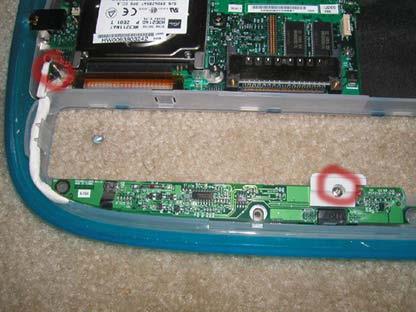 Board Replacement Keyboard Trackpad Cd-Rom Modem Stiffener Assembly To remove the battery charger / clicker board, undo the one Philips head