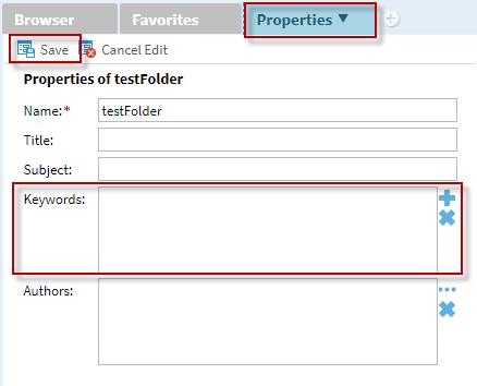 File properties Use to view and modify the properties of a file. You can add title, subject, keywords, and authors. 1. Right click on the file. 2. Select Properties 3.