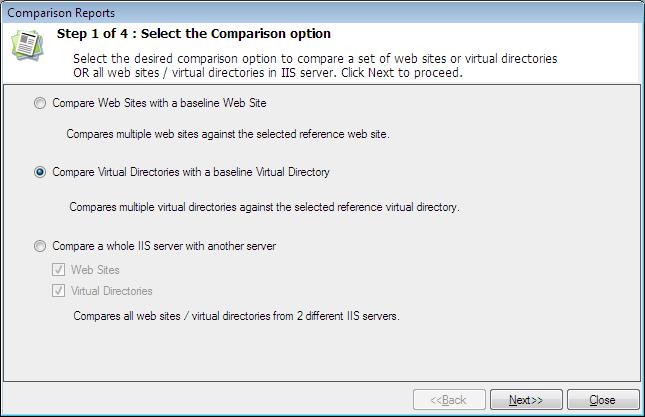 CHAPTER 7 Comparison Reports 7.3 How to Compare Virtual Directories? Click on button Or select from the Report menu.