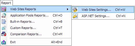 OR Select Web Sites Settings under Web Sites Report from the Report menu.