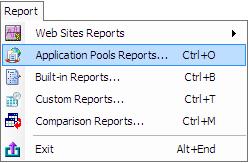 OR Select Application Pools Reports from the Report menu.