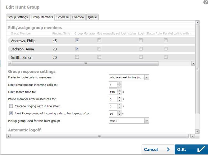 54 7. Group management Where a pickup group is linked to a hunt group, the pickup group members can answer hunt group calls using the alert client.