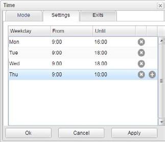 Click on the + or x buttons to add or delete a date row. In a new date row, set the relevant date range.