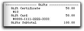 Removing Gift Cards You may remove a Gift Card by highlighting it in the list panel and clicking Remove.