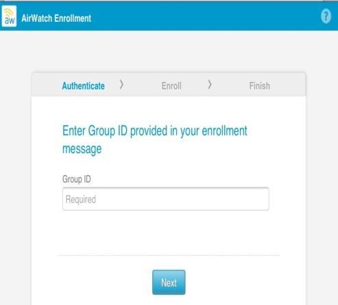 Enrolling your device in Airwatch 1.