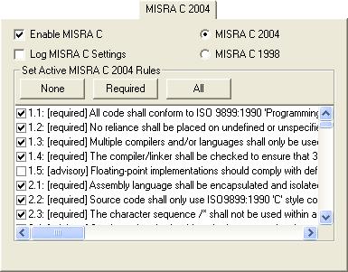 General IDE options This chapter describes the general MISRA C 2004 options in the IAR Embedded Workbench IDE.