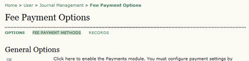 Methods link at the top of the Fee Payment Options page. Figure 4.120.
