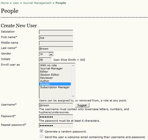 Figure 4.136. People After filling in the form, you will then need to Select them from the list of existing users and fill in their subscription details (as in the previous section).