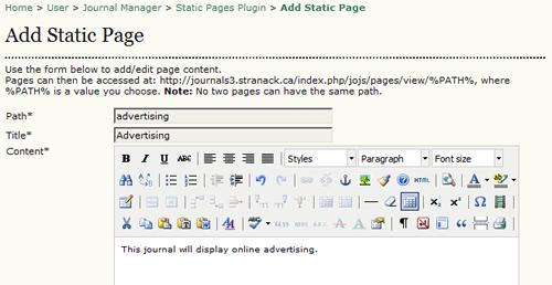 Figure 4.157. Add New Page After selecting the Add New Page link, fill in the resulting form.