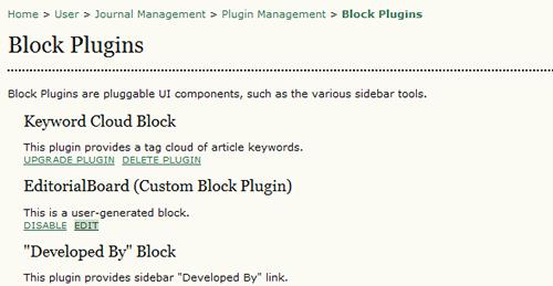 Figure 4.180. Block Plugins List Select Edit to add or edit content to the new block.