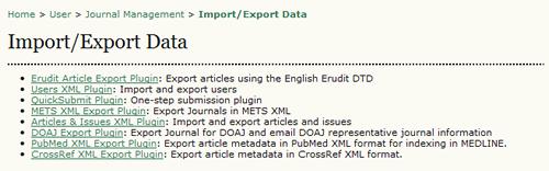 Import/Export Data List Erudit Article Export Plugin: This plugin allows you to export articles using the English Erudit DTD.
