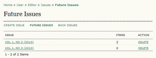 Future Issues The Future Issues are where the Editor schedules submissions that are to be published next and into the future.