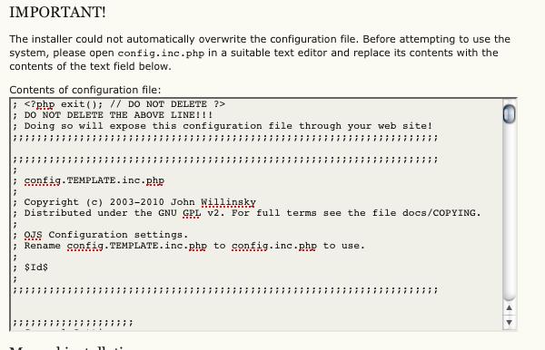 Figure 13.10. OJS Install: Copy config.inc.