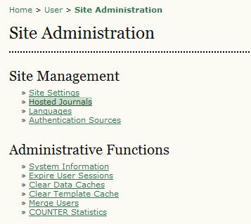 Site Style Sheet: If you would like to implement a style sheet for site-level pages, you can upload one here. Hosted journals will not use this style sheet unless you upload it specifically for them.