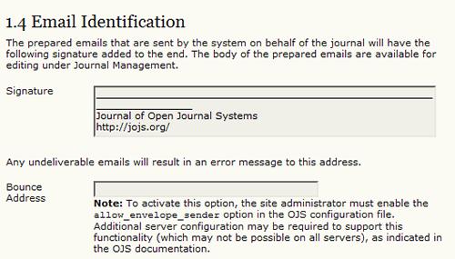 Figure 4.6. Setup Step 1.4: Email Identification Publisher The following three forms (1.5, 1.6, 1.